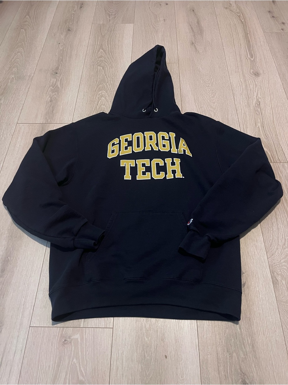 Champion Black Hoodie with Gold Georgia Lettering